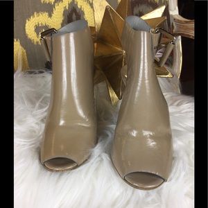 Chloe Patent Leather Nude Wedge Ankle Booties 35